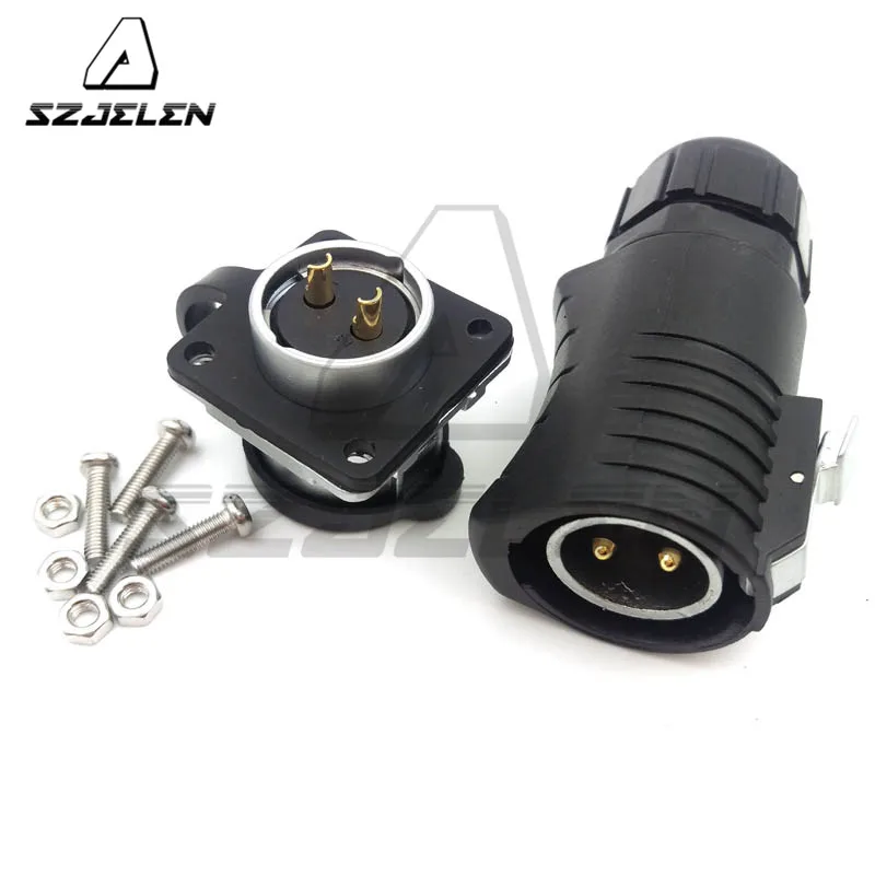 2 pinos panel mount conector eletrico femea masculino 04