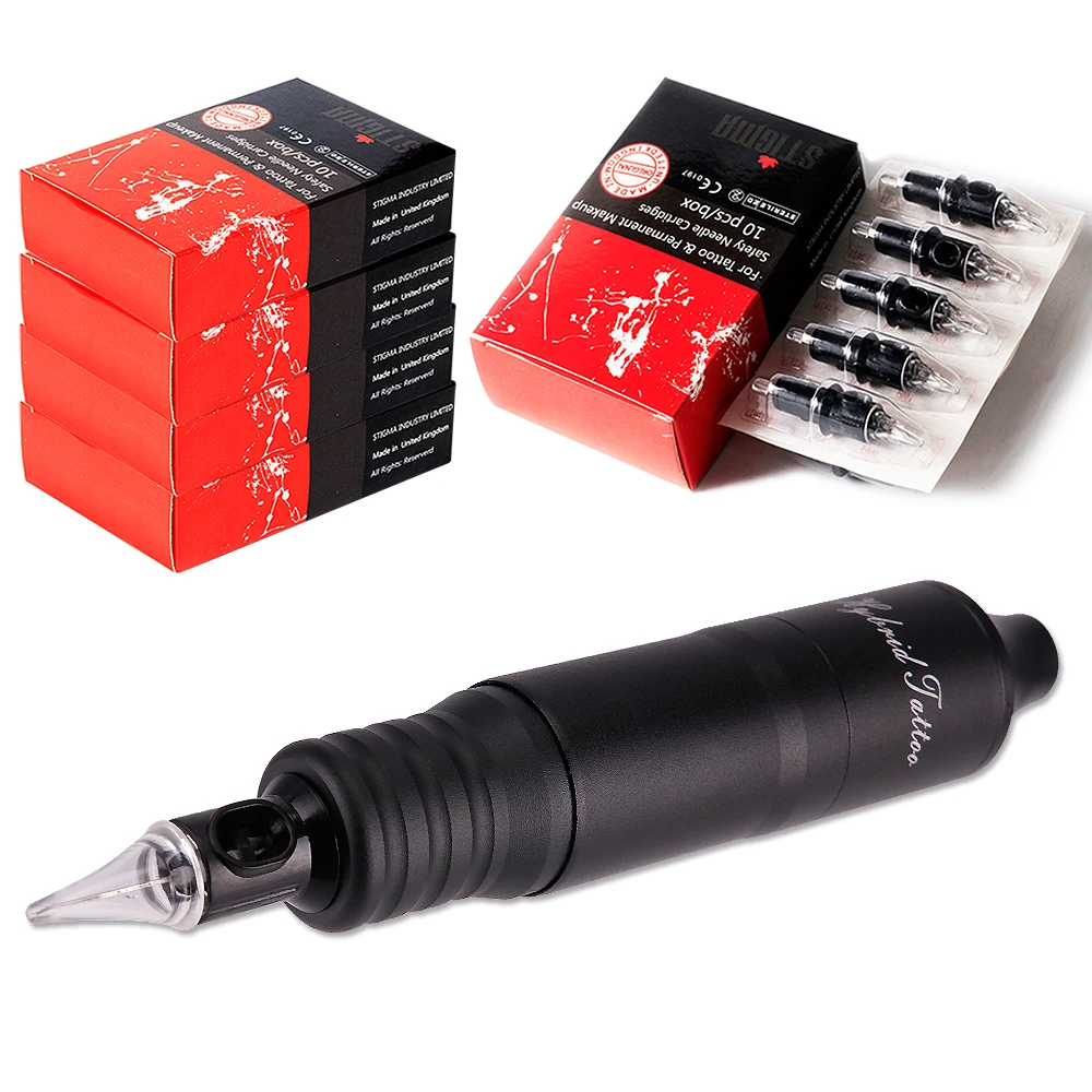 

Eyebrow Tattoo Machine Gun Professional Motor Make up Brand Guns Supplies + 50pcs Silicone Needle Cartridges Body Art