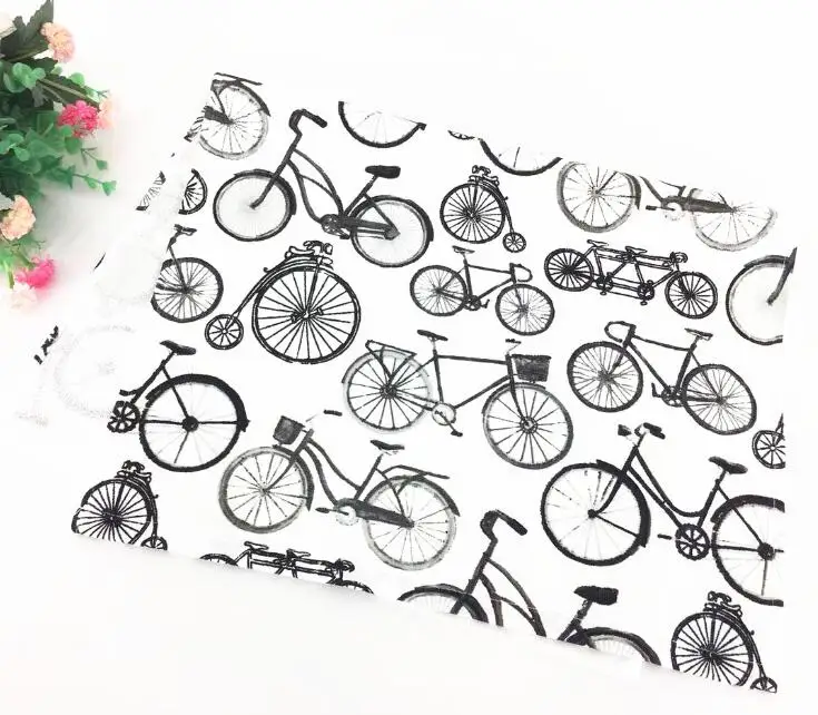 

100% Cotton Table Napkin Eco Printed Kitchen Towel Soft Absorbent Tea Towel Baking Towel Kitchen Clearing Cloth Bicycle 70x45cm