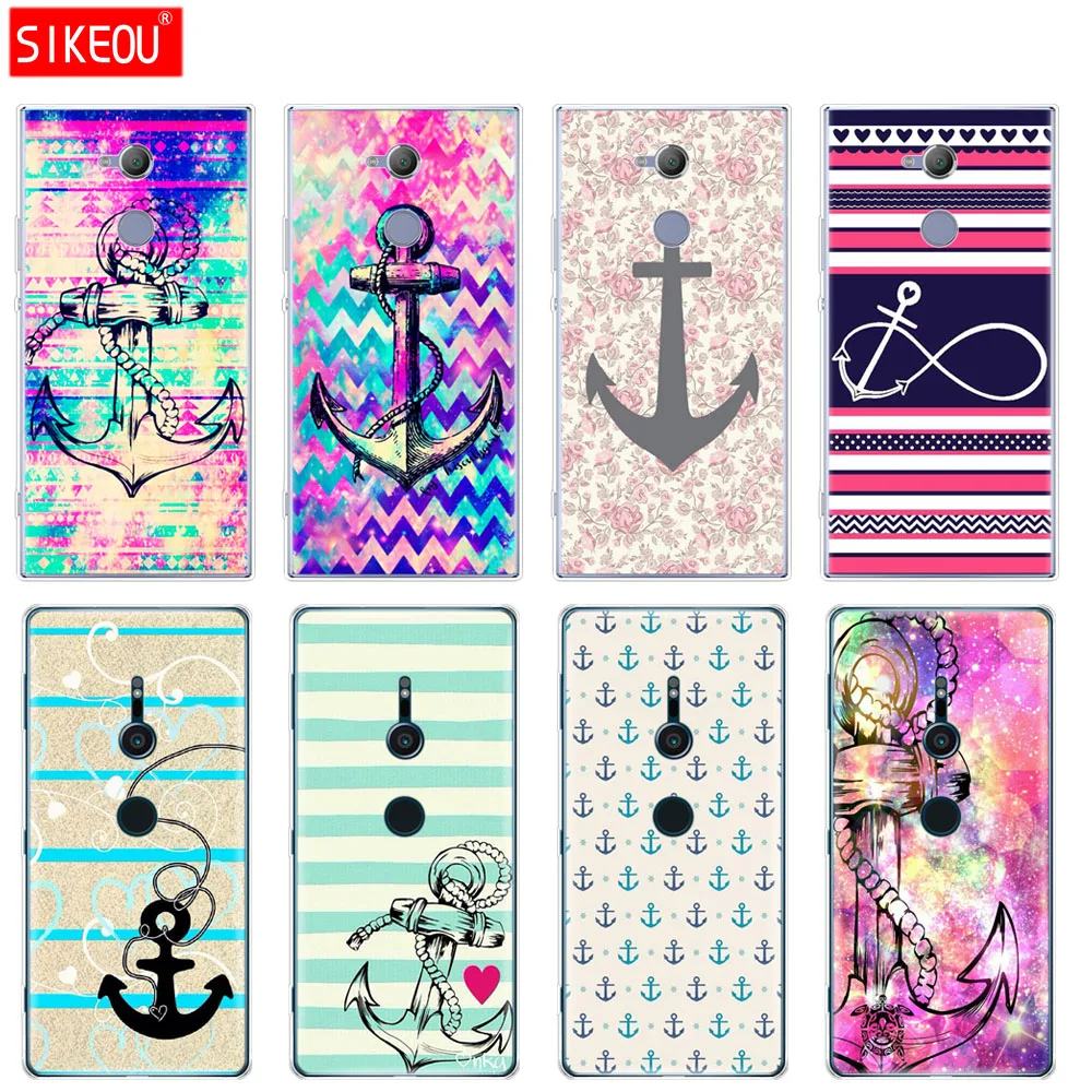 

silicone Cover phone Case for sony xperia XA1 XA2 ULTRA PLUS L1 L2 XZ1 XZ2 compact XZ PREMIUM Anchor Colorful