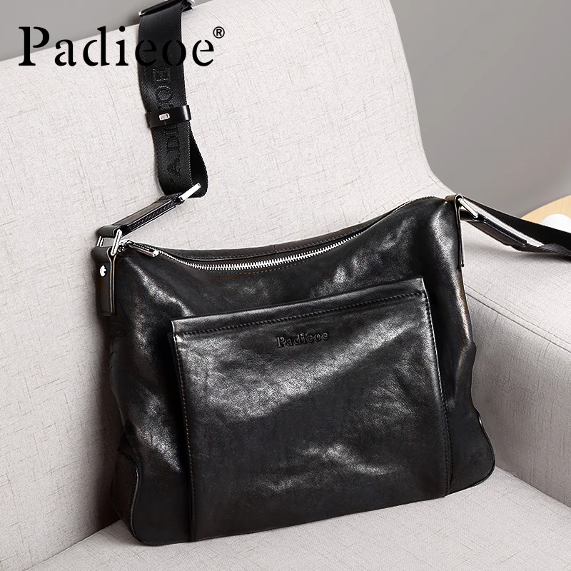 

Padieoe Famous Brand Men Genuine Leather Bags Male Designer Shoulder Bags Travel Bag For Men Messenger Bags Man Bag Schoold Bags