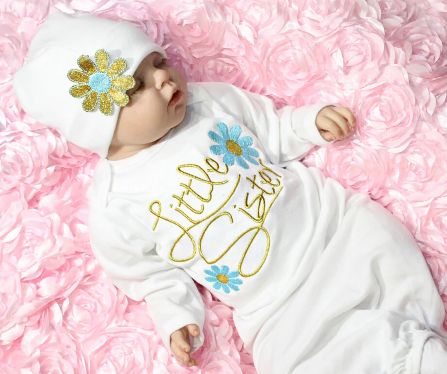 Хлопковая одежда с цветочным принтом для маленьких девочек; домашняя одежда; комбинезоны наряд для малышей; милая шапка; комплект из 2 предметов