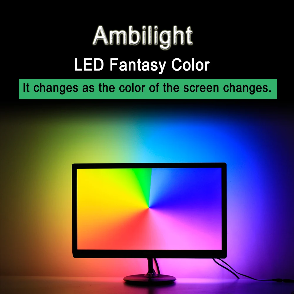 Легко DIY Ambilight RGB WS2812B Светодиодная лента Arduino ПК, телевизор, монитор экран мечты тыловая подсветка ws2812 без пайки 1 м~ 5 м комплект