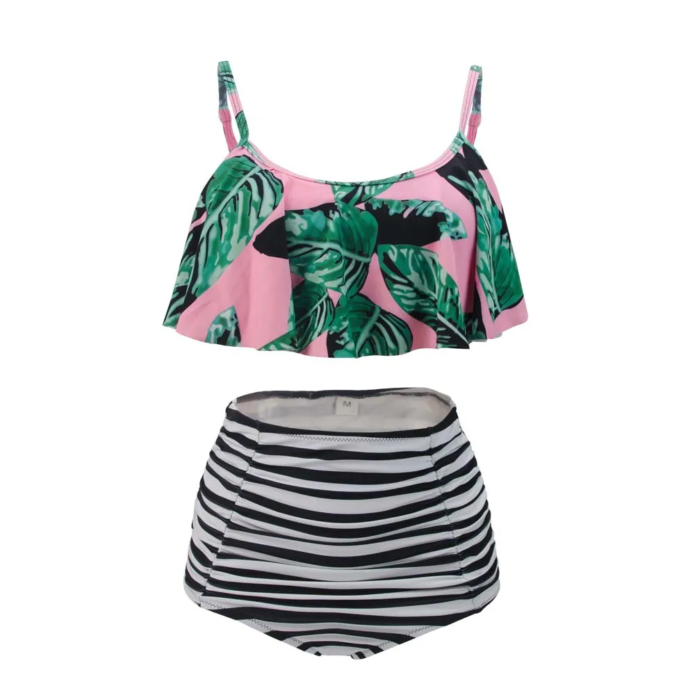 Two Piece Bikini Set, Cute High Waisted Bathing Suits Ladies Swimwear Women Swim Suit.main