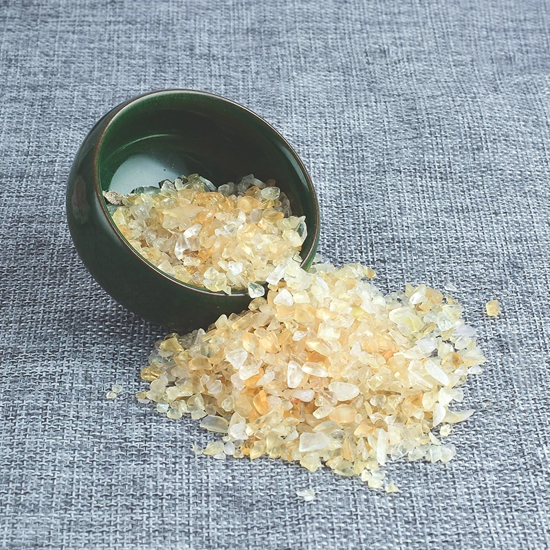 

Natural yellow quartz crushed stones 100g Mineral tiny chip bead Tumbled stone Home Fountain Decoration Healing Reiki crystals