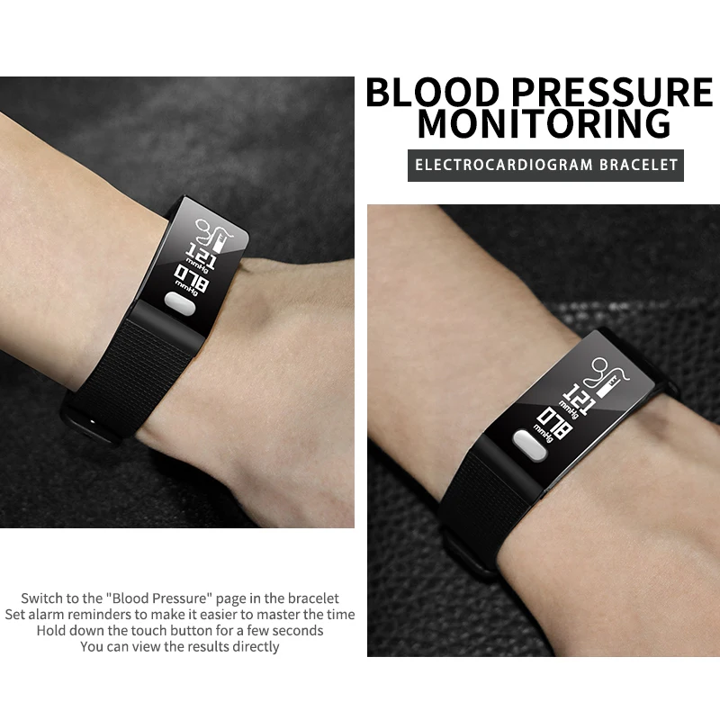 

SENSTHEN New ECG Fitness TrackerWristband Blood Pressure Heart Rate Monitor Fitness Bracelet Bluetooth Men Women Smart Bracelet