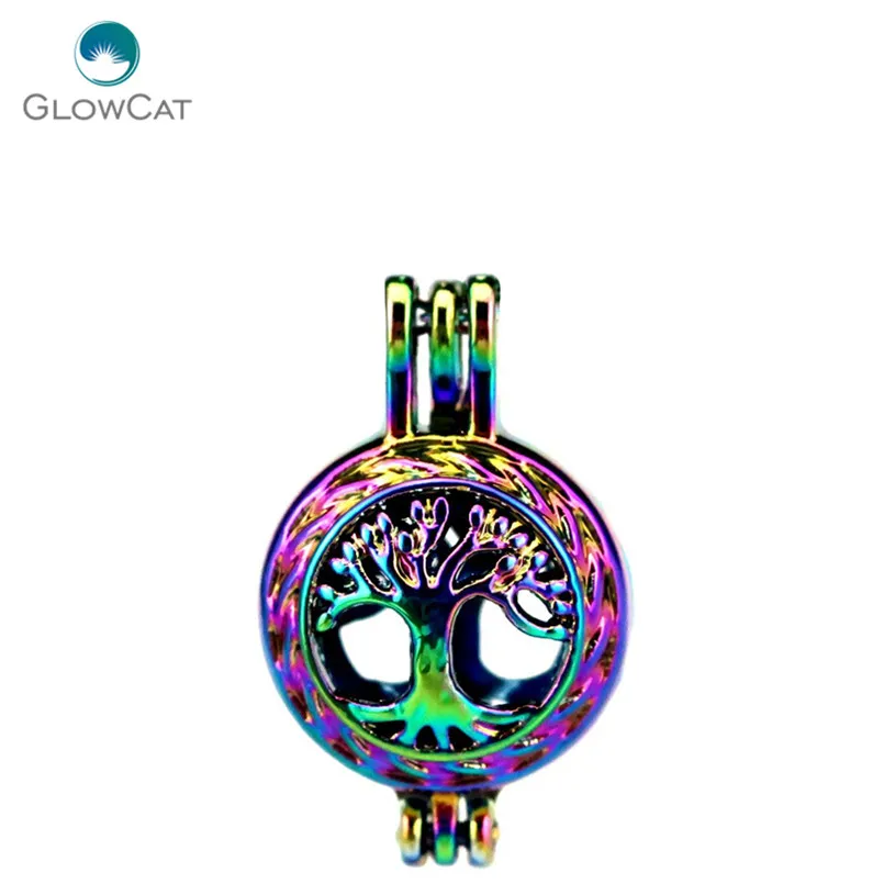 C23 5pcs/lot Rainbow Color 22mm Life Tree Pearl Cage Pendant Locket Fairytale Party | Украшения и аксессуары