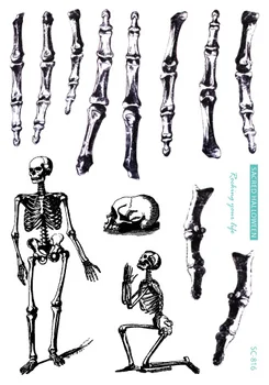 

Waterproof Temporary Tatoo Fake Tattoo Sticker Happy Halloween Skull Head Bone Tattoos Tatouage Tatto For Women Girl Men Kids