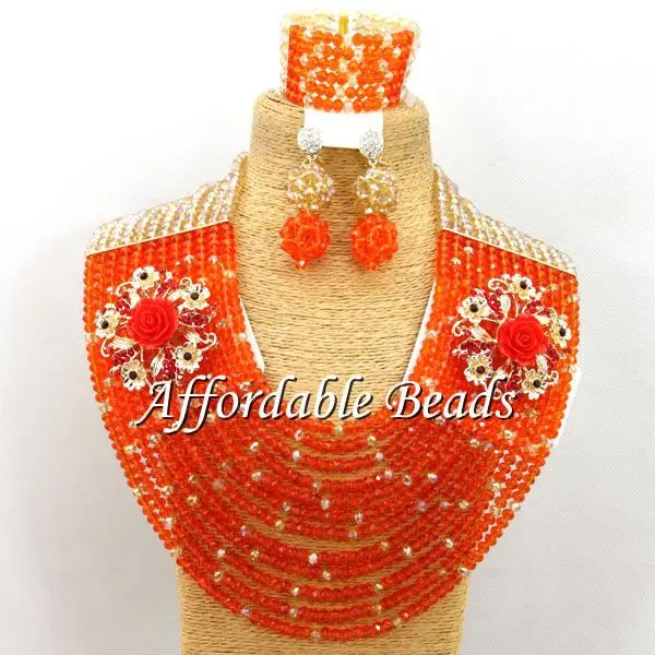 Shining Wedding Crystal Jewelry Set Marvelous Nigerian Beaded Free Shipping ABW092 | Украшения и аксессуары