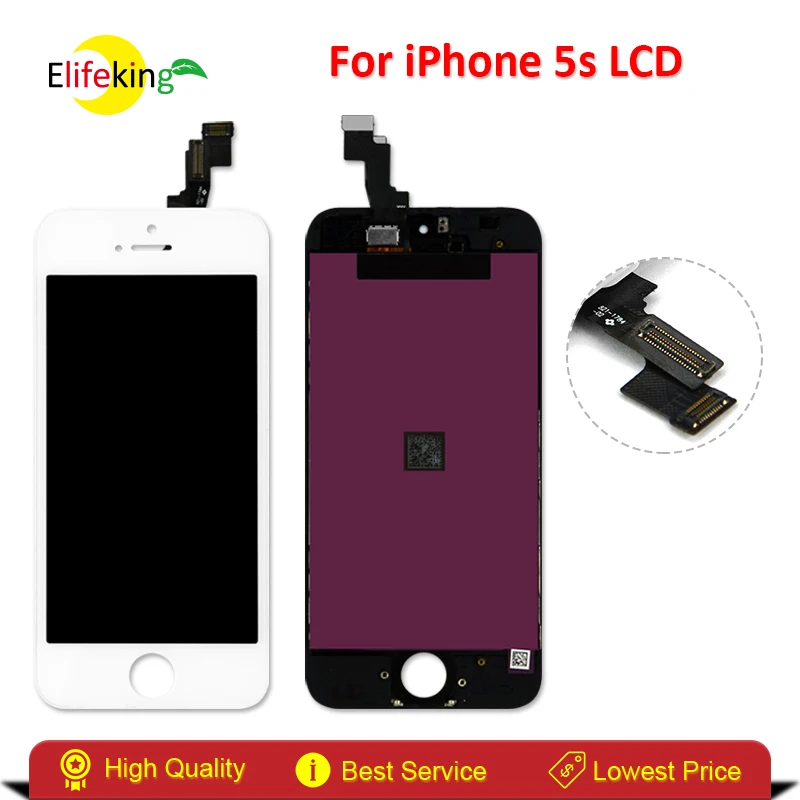 

Elifeking 10PCS/LOT LCD Display For iPhone 5S with Touch Screen Digitizer Assembly Replacement DHL Fast Shipping Black & White