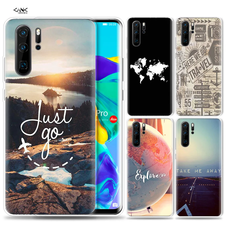 

Case for Huawei P30 P20 P10 P9 Mate 10 20 Lite Pro Mobile Cell Phone Bag P Smart Z 2019 Plus Wanderlust Map Travel P8 P30Pro P20