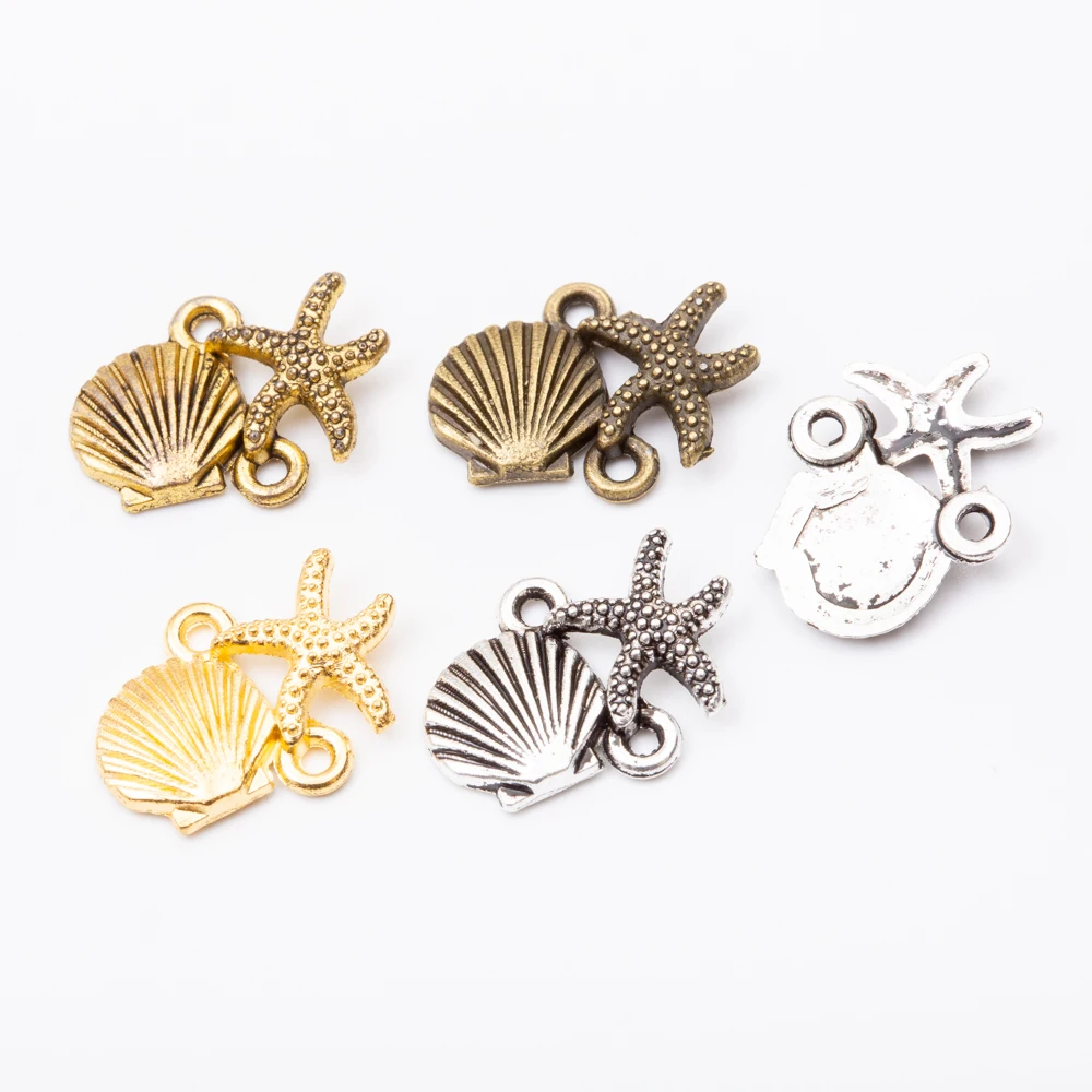 

60pcs Hot selling zinc alloy charms Seashell starfish charms for necklace pendant 5569