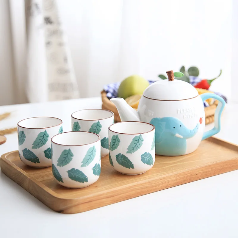 

5PCS Tea sets family coffee sets wedding gifts afternoon tea coffee sets Cartoon cute stuff teapot set coffee milk teapot