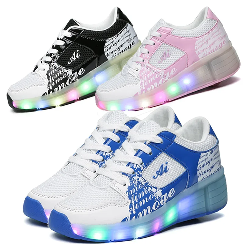 

Eur27-37 Heelys Jazzy Junior Girls&boys LED Light Heelys Roller Skate Shoes for Children&kids Sneakers with Wheels Shoes