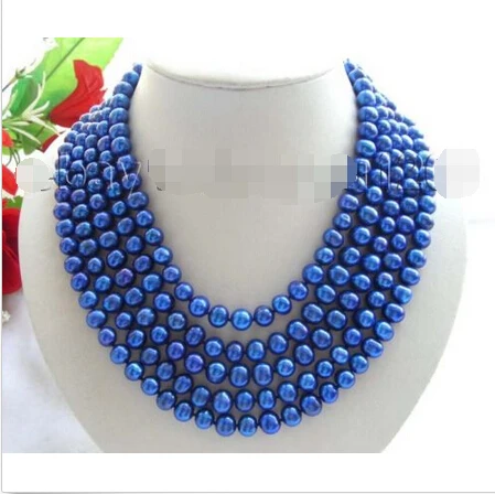 

WE24 Longest 100" Genueine Natural 9mm Blue Pearl Necklace!Noble style Natural Fine jewe fast SHIPPING