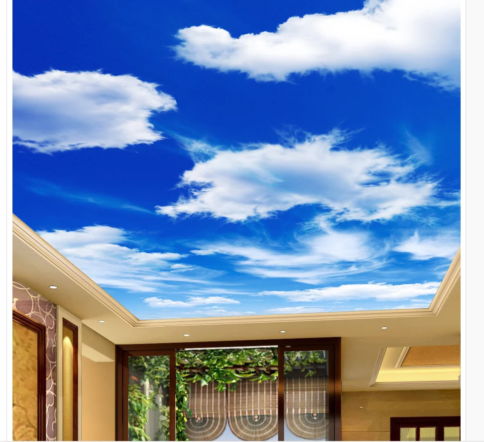 

Home Decoration Blue sky and white living room bedroom ceiling ceiling murals 3d ceiling murals wallpaper