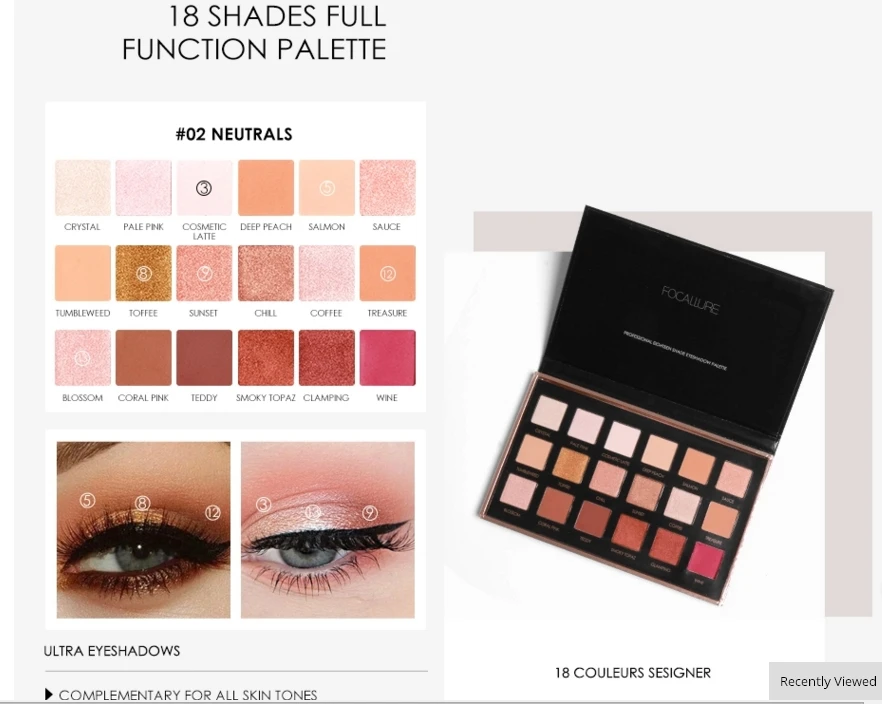 Aliexpress.com  Buy FOCALLURE 18 Colors Eyeshadow Palette Matte Diamond Glitter Matallic Eye Shadow in One Palette Blush Makeup Set for Beauty from Reliable eye shadow suppliers on Focallure Official Store