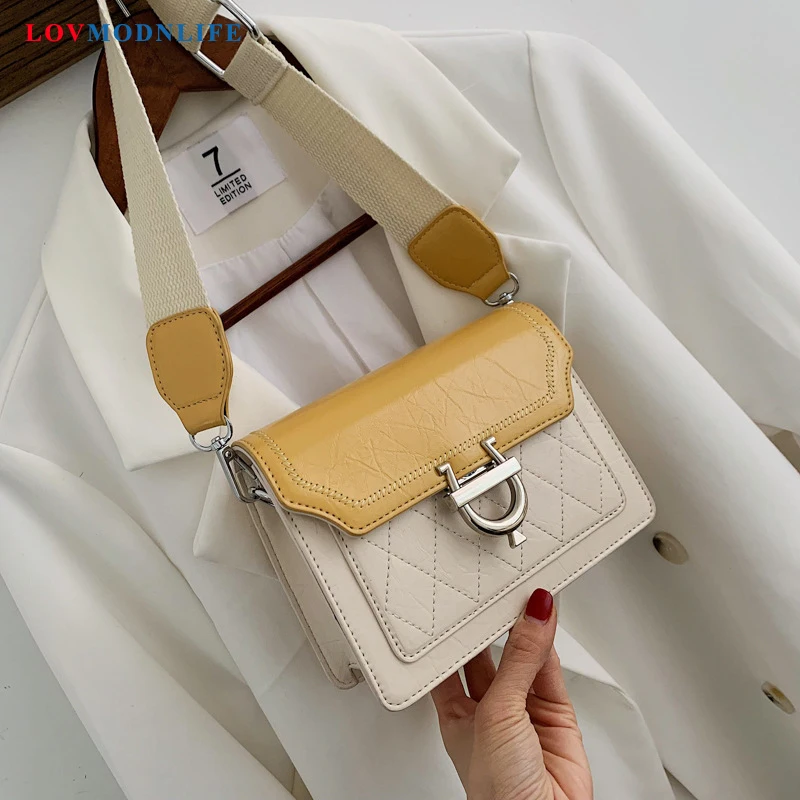 

Summer Women Shoulder Bags Wide Strap Luxury Ladies Handbags Yellow Small Female Messenger Bag Fashion Designer Corssbody Bags
