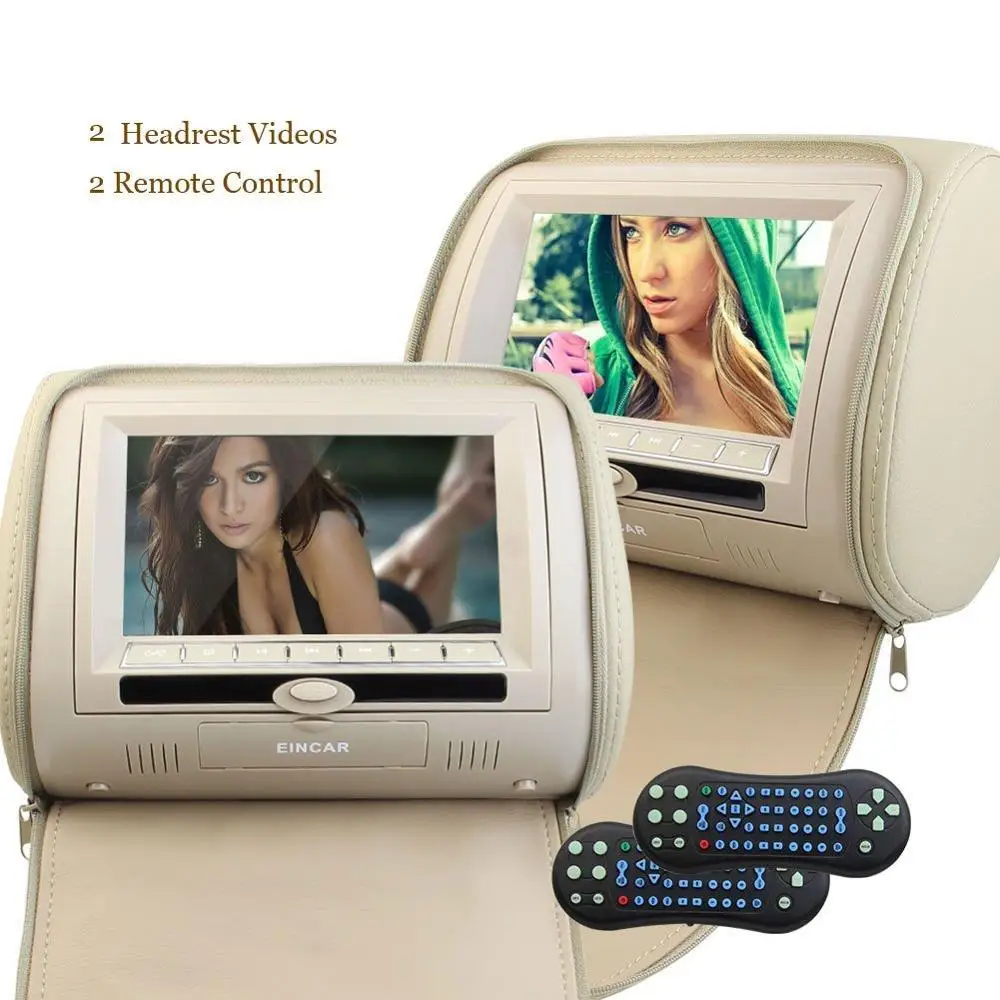 

2 car cd pillow usb sd Headrest Video DVD cd Player Digital LCD screen Monitor Multimedia Player FM Transmitter 2 IR Headphone