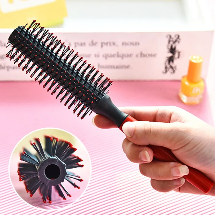 ELECOOL натуральная щетина рулон щипцы для завивки волос Расческа круглая пластиковая ручка Антистатические Парикмахерские инструменты для укладки волос