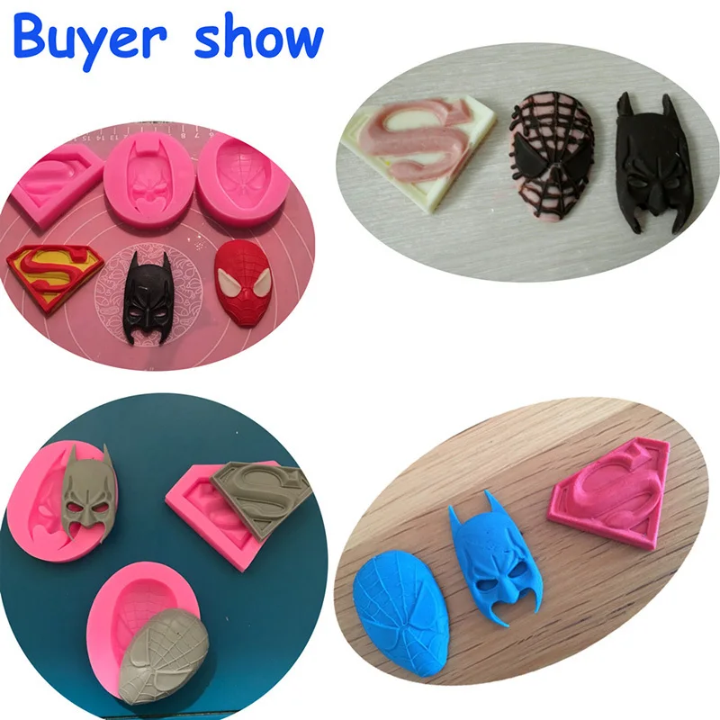 3D силиконовые формы Superman Spiderman Batman Sugarcraft помадка шоколадная форма для лица силиконовая форма для торта инструменты для украшения торта