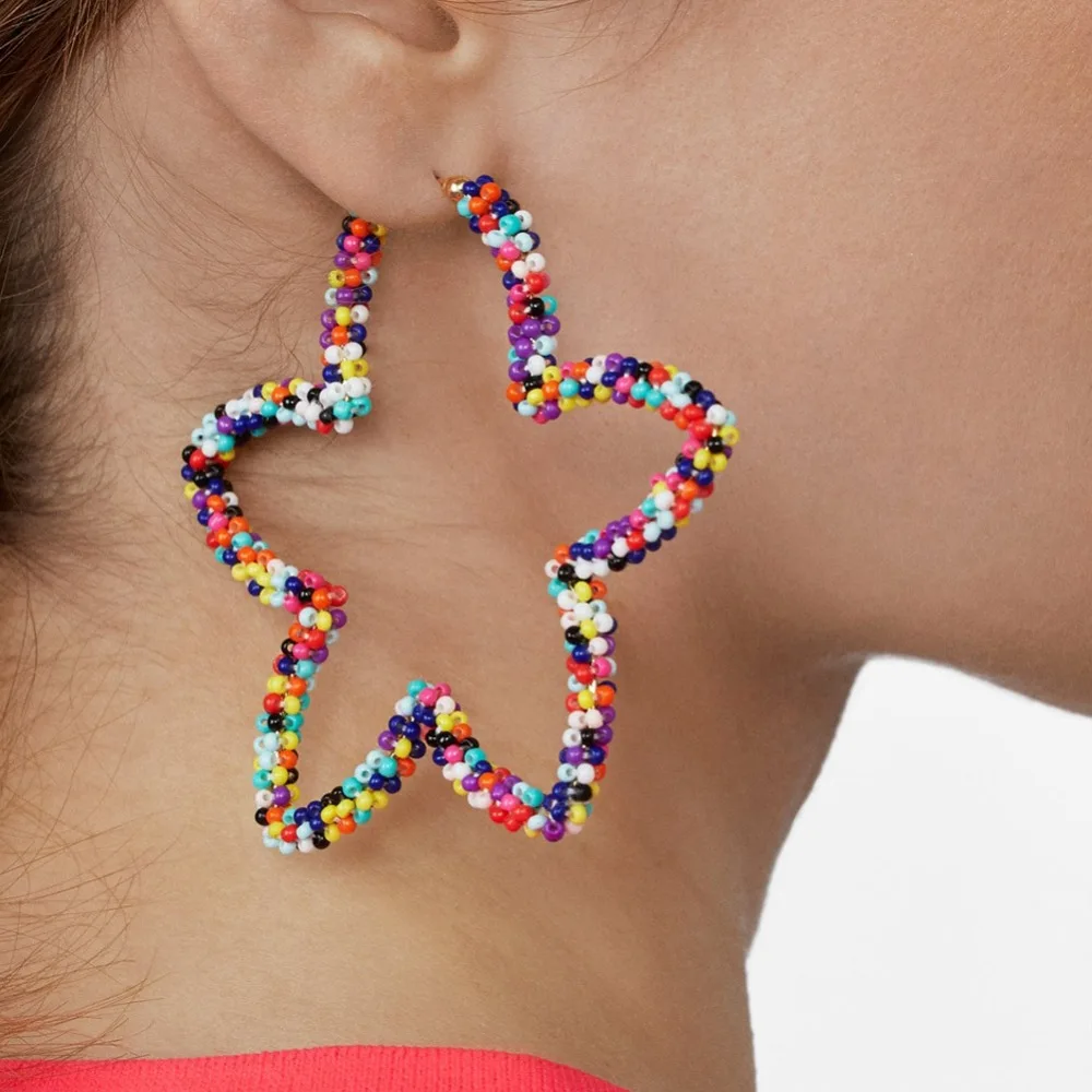 

Girlgo Fashion Star Handmade Acrylic Stud Earrings for Women Boho Ethnic Rainbow Pendant Earrings Jewelry Wedding Party Gifts