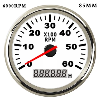 

6K/8K RPM Boat Tachometer for Diesel Gasoline Car Boat rpm Meter Gauge with Hourmeter Red Backlight 9~32V