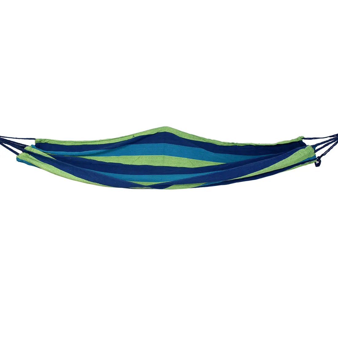 

280Cm X 82Cm Striped Pattern Outdoor Camping Hanging Single Hammock Canvas Bed Blue W Strap
