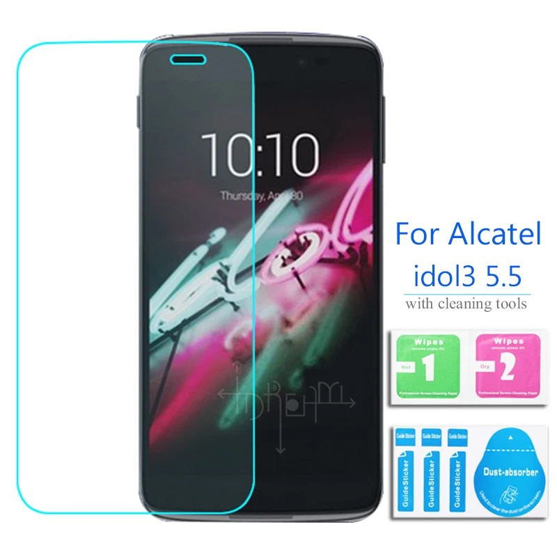 

2Pcs Alcatel One Touch Idol 3 5.5 Tempered Glass Screen Protector safety Cover Film on Idol3 6045 6045K 6045Y