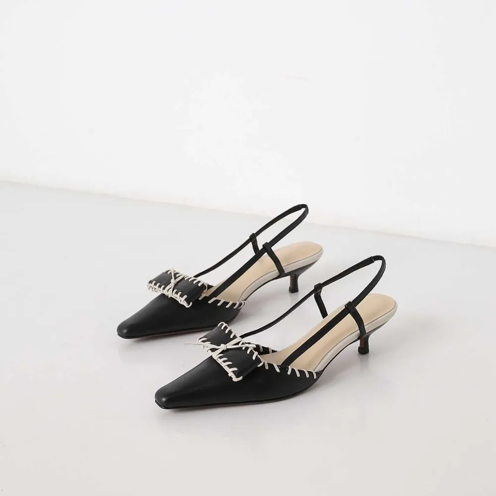 Beige Elegante Cuero En Clásico Krazing Mariposa De Huecas Gatito Gladistor Olla negro L37 Tacones Med Resbalón Sandalias Dama nudo Genuino S5xwfBUnq
