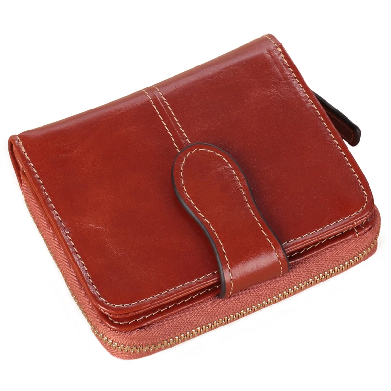 

2017 New Womens Genuine Leather Wallet Short Small Bifold Zip Cowhide Purse Women's Vintage Lady Leather Coin Purses Card Holder