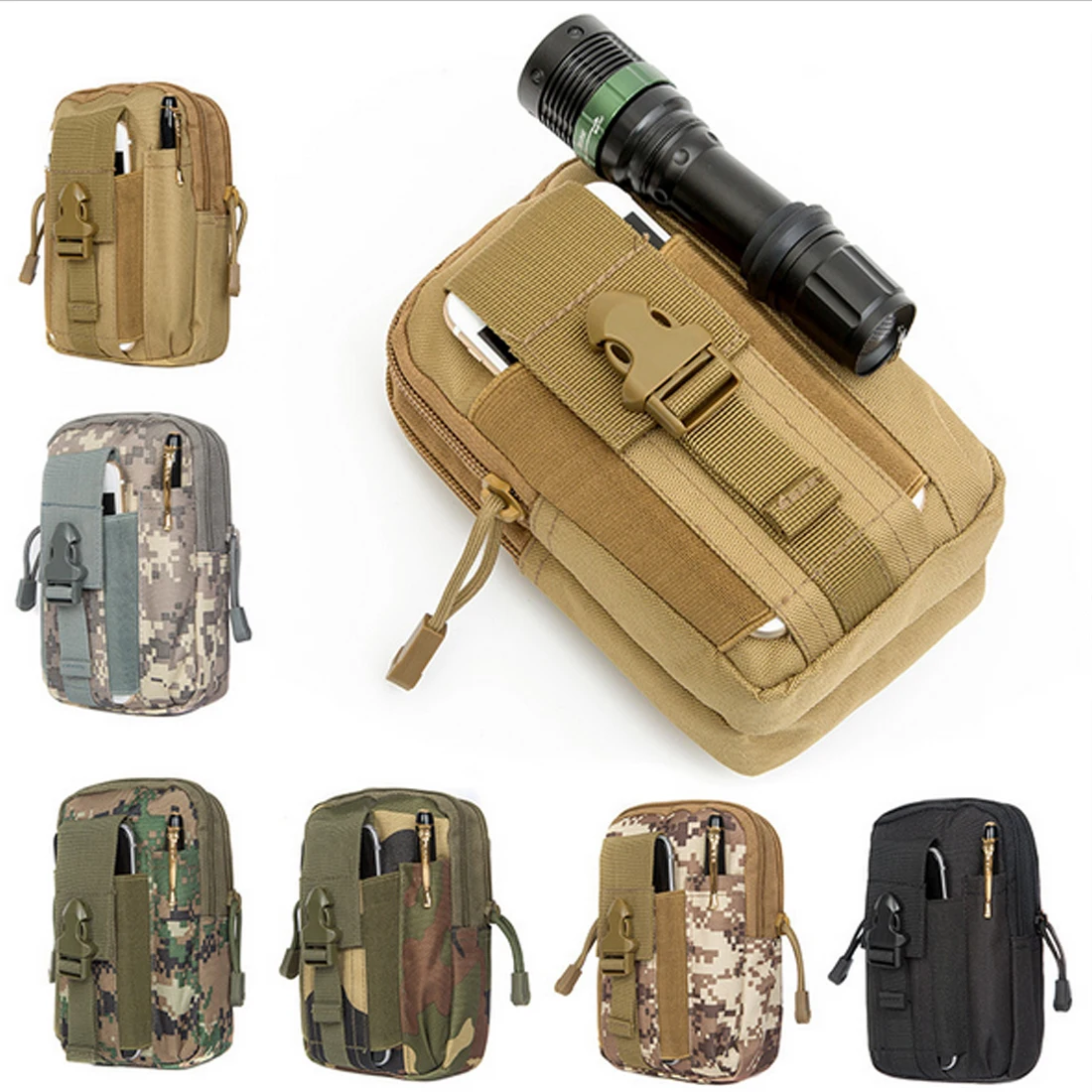 

2017 Outdoor Camping Climbing Bag Tactical Military Molle Hip Waist Belt Wallet Pouch Purse Phone Case for iPhone 7 for Samsung