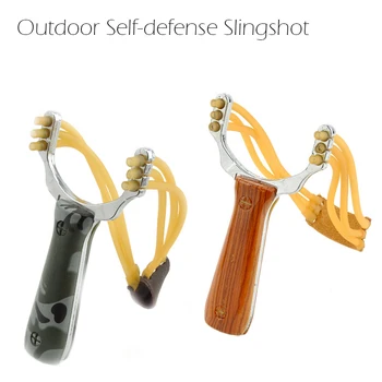 

Outdoor Self-defense Slingshot Aluminium Alloy Powerful Steel Catapult Marble Hunting Games Bow Catapult With Rubber Band