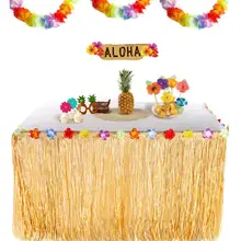 Искусственная трава гибискуса юбка для стола 108*29,5 дюймов Гавайская тропическая для Гавайской вечеринки декоративные подкладки день рождения поставки 40