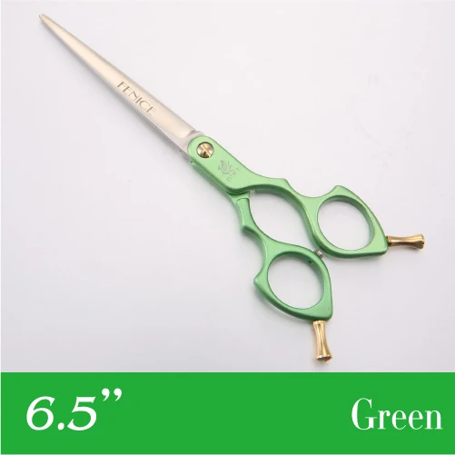 Fenice красочные 6,5/7,0 дюйма ножницы для стрижки домашних животных для стрижки собак/кошек прямой резак - Цвет: 6.5 Green