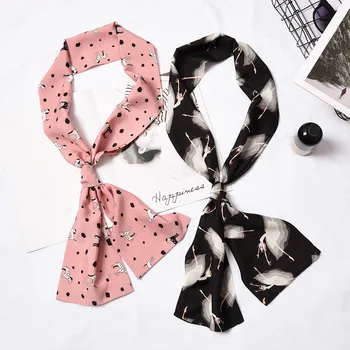 

2019 spring and summer explosion models long narrow wave dot print wild retro ladies scarf