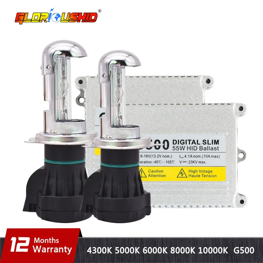 

1 set h4 xenon lamp AC 55W G500 hid conversion kit xenon Light 9007 H13 bi xenon 4300k 5000k 6000k 8000k h4 hi low HID Ballast