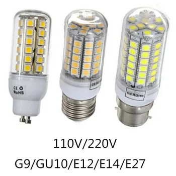 

10PCS GU10 led corn bulb E12 energy saving bulb Transparent cover LED E14 110V LED Bulb E27 110V B22 led 220V G9 Plastic cover