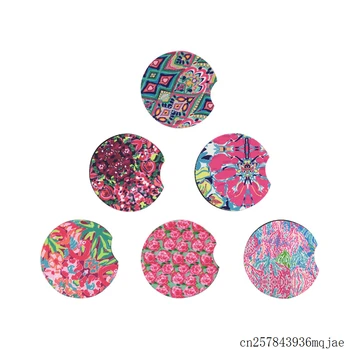 

12pcs Neoprene Coaster Cup Pad Cup Mats Mug Coaster Flower Stripe Leopard Print Home Table Decoration