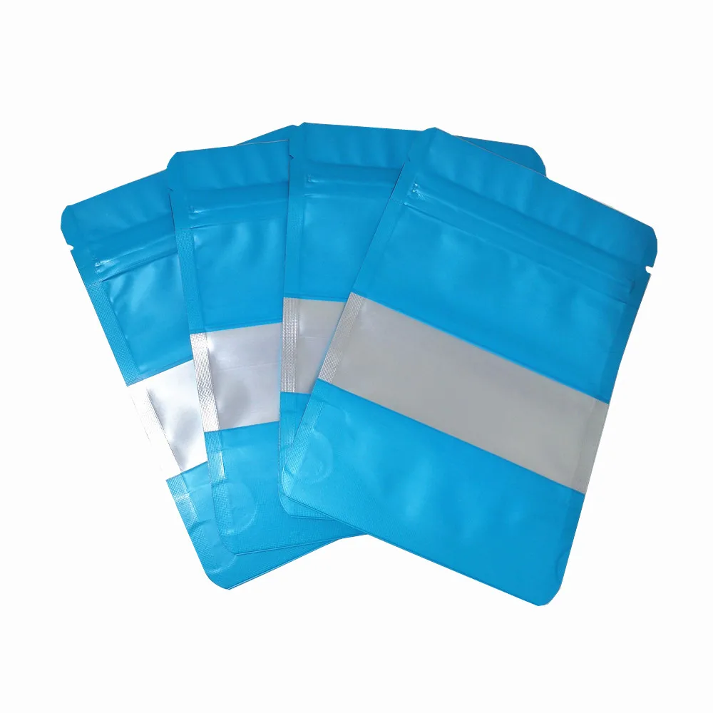 100 шт./лот матовый синий Doypack алюминиевая фольга пластиковый упаковочный пакет на молнии с окном полиэтиленовый пакет закуски пакет с