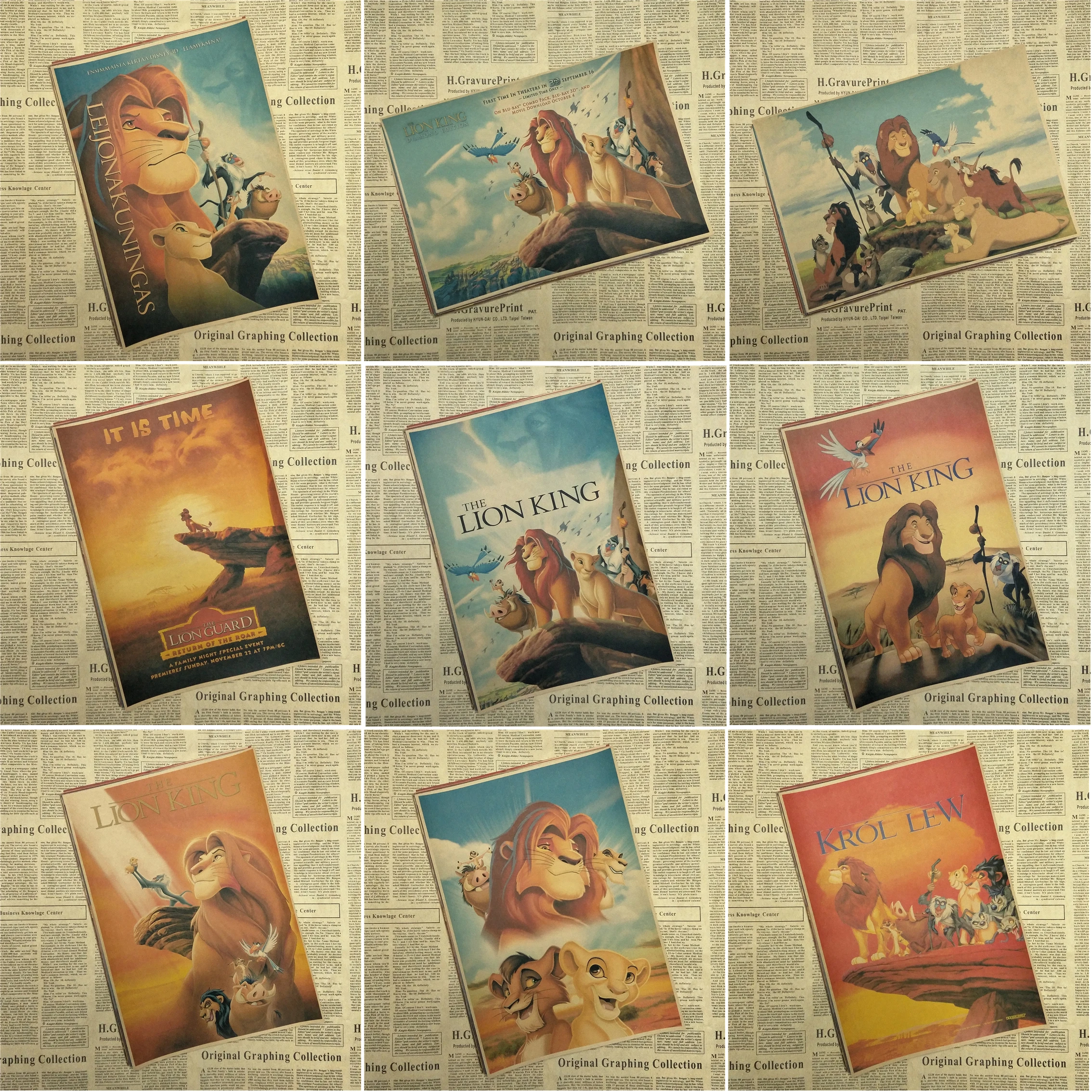 Us 183 1 Di Scontoil Re Leone Cartoon Movie Poster Vintage Carta Kraft Disegno Nucleo Decorazione Murale Carta Da Parati Adesivi Pittura Immagine