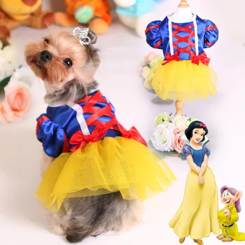 

Spring And Summer Dog Skirt Pet Products Pet Dog Clothes Snow White Dress Costumes Size XS-XL Free Shipping