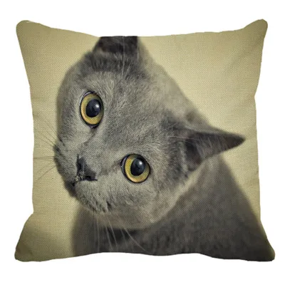 Милые британская кошка льняная наволочка диван декоративная наволочка с животным узором квадратная Наволочка на подушку размером 45*45 см - Цвет: 16