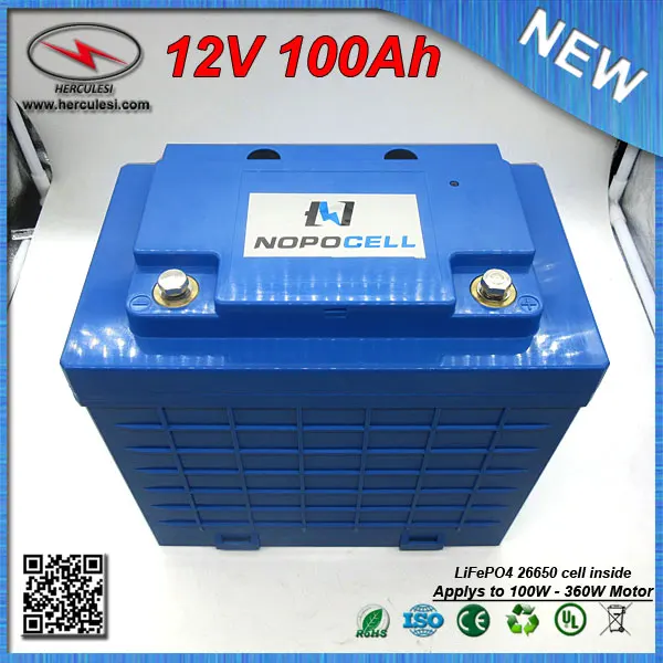 Cheap Big Capacity LiFePO4 12V 100Ah Deep Cycle Lithium ion battery for EV HEV Car scooter UPS Streetlamp solar system FREE SHIPPING 1