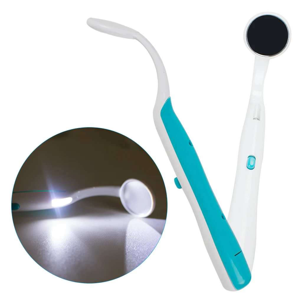 Bright Durable Dental Mouth Mirror with LED Light Reusable Blue Color
