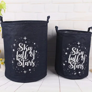 

Large Capacity Canvas Laundry Basket Storage Bucket for Dirty Clothes Waterproof Folding Toys Sundries Organizer Storage Basket