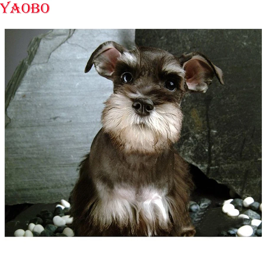 

Schnauzer Dogs Pet 3D Diamond Painting Cross Stitch Crystal Needlework Full Round Diamond Embroidery pattern mosaic unique gift