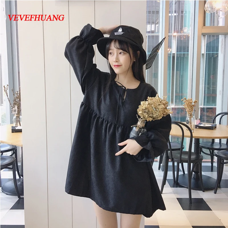 

Spring And Summer New Arrival Women Dress Japanese Soft Sister Style Long Sleeve Loose Mini Dress Fashion Kawaii Casual Dress