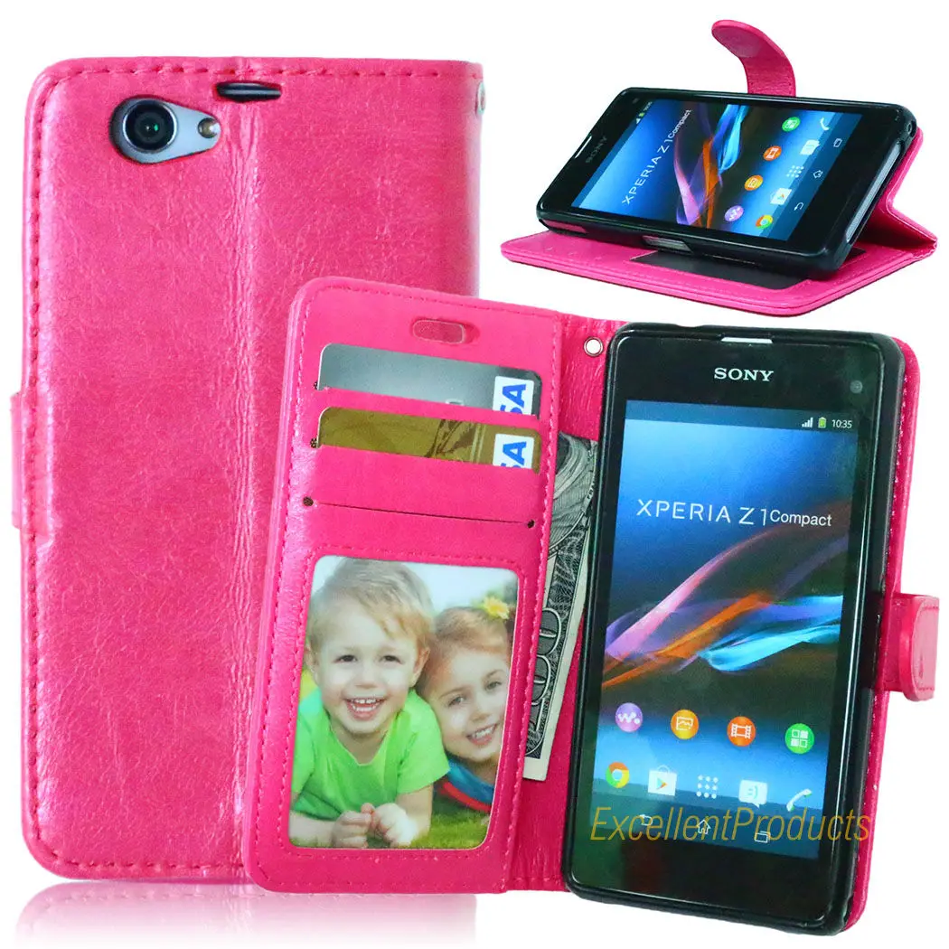 Чехол книжка для sony Z1 Compact чехол телефона кошелек стильный кожаный с функцией