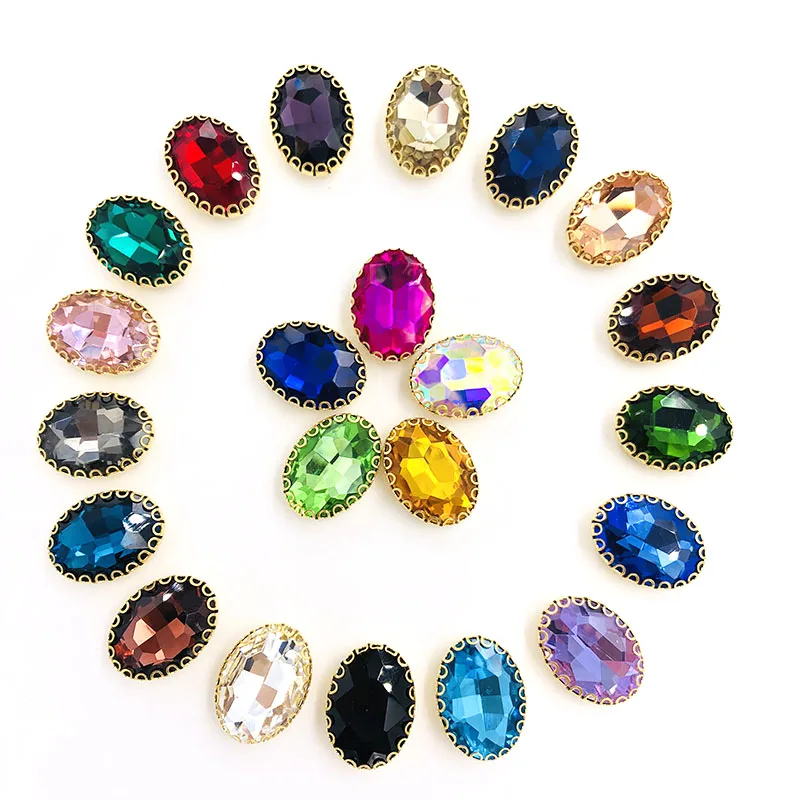 Серые стеклянные стразы 6X10/10X14/10X14/13х18 мм пришивные с кристаллами овальное